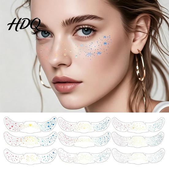 Freckle Stickers for Face 6Pcs Holographic Stickers Shimmer Temporary Tattoos with Waterproof Flash Spot Design Adhesive Easy Apply Remove