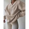 Autumn Casual Women's Solid Color Long Sleeved Round Neck Sweatshirt Loose Plus Size Sweatshirt