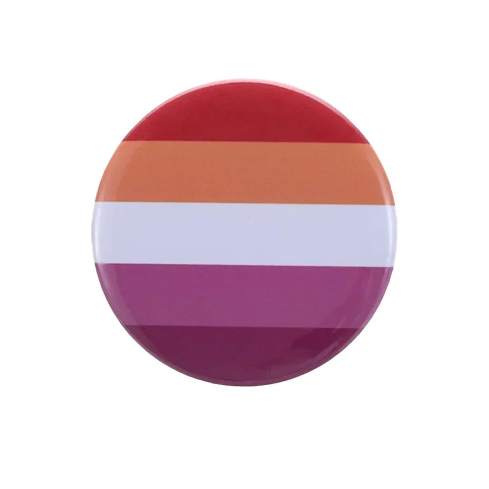 Round/Square Pride Rainbow Gay Pins Flag Tinplate Badge Support Gay Lesbian Bisexual Transgender Symbol Pin Icons Brooch
