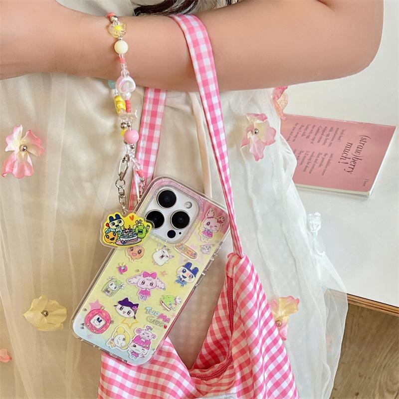 Cute Cartoon Animal Phone Case For iPhone 16 14 Pro 15 13 12 Pro Max Back Cover with Chain Shockproof Hard Cases Kawaii Funda