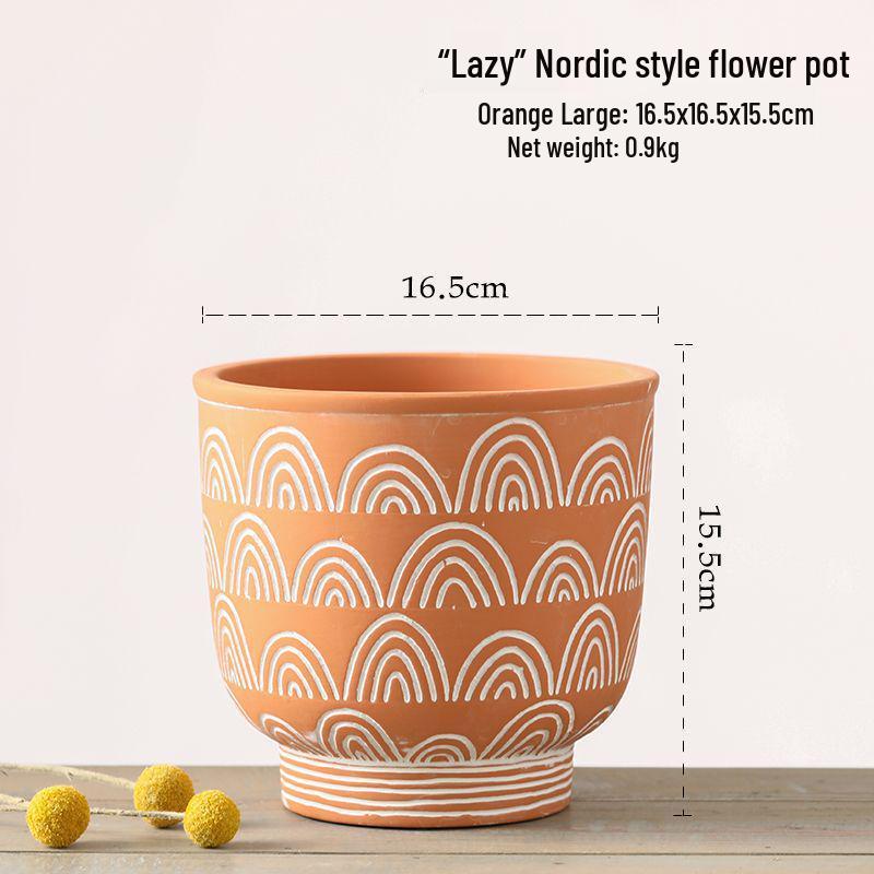 Red Clay Breathable Minimalist Terracotta Flower Pot with Feet for Succulents and Pothos - Round Design, Free Shipping
