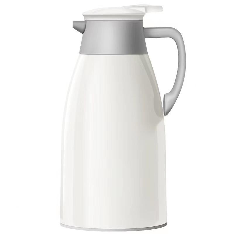 1900ml Double-Layer Insulated Glass Liner Coffee Press Pot, Ivory White 1900ml