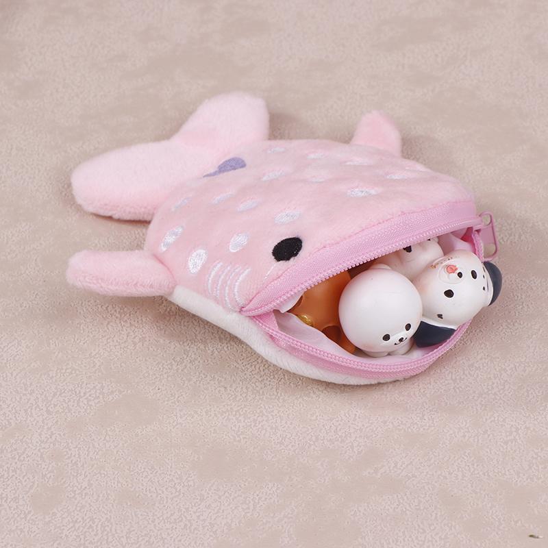 New Cartoon Plush Shark Coin Purse Zero Wallet Plush Animal Wallet For Kids Zipper Coin Bag Cute Pendant Data Cable Bag Gift
