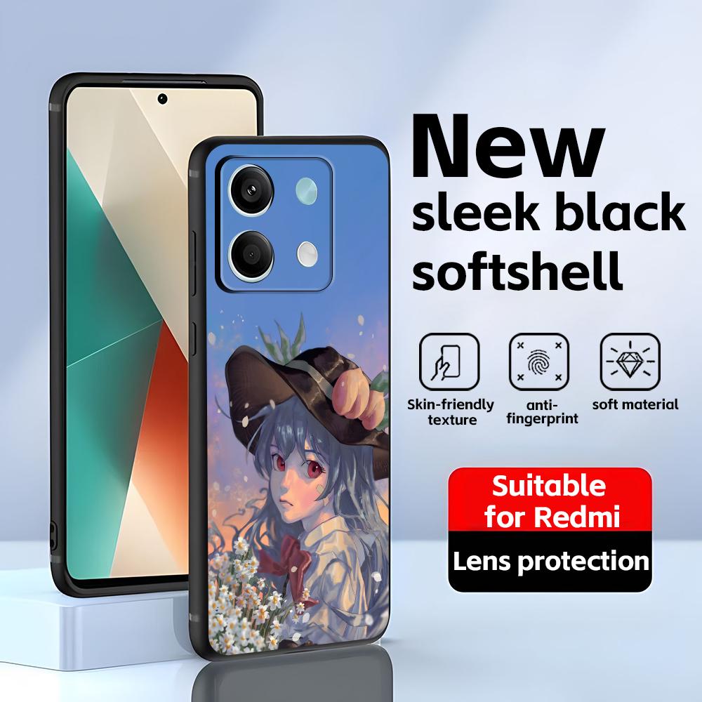 

Anime Tenshi Hinanawi Phone Case For Redmi Note 14 13 12 11 Pro Plus S 5G 14C A3 Soft Black Phone Cover Redmi Note 11S 4G