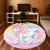 1pc Unicorn Rainbow Round Chair Mat Area Rug - Non-Slip, Floor Mat for Office, Bedroom, and Indoor Decor C1125209