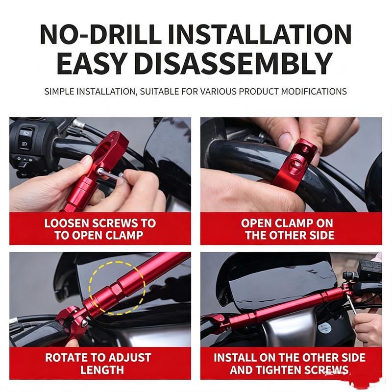 CNC Adjustable Motorcycle Handlebar Balance Bar Multifunctional Reinforced Cross Bar for Scooter E‑Bike Modification Accessories