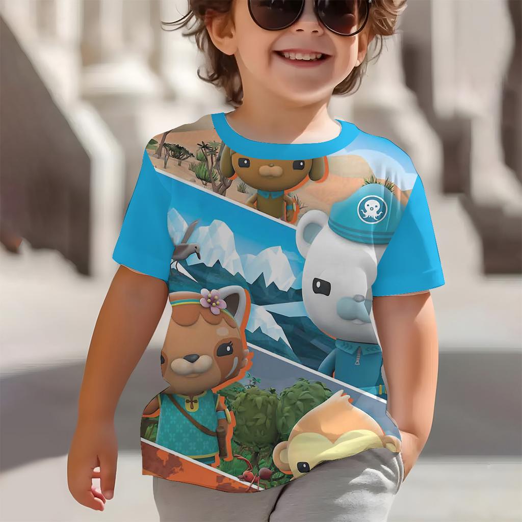 Summer Round Neck 3D Printed Cartoon O-octonauts Pattern Top Fashionable Casual Short Sleeved Children's Boy T-shirts