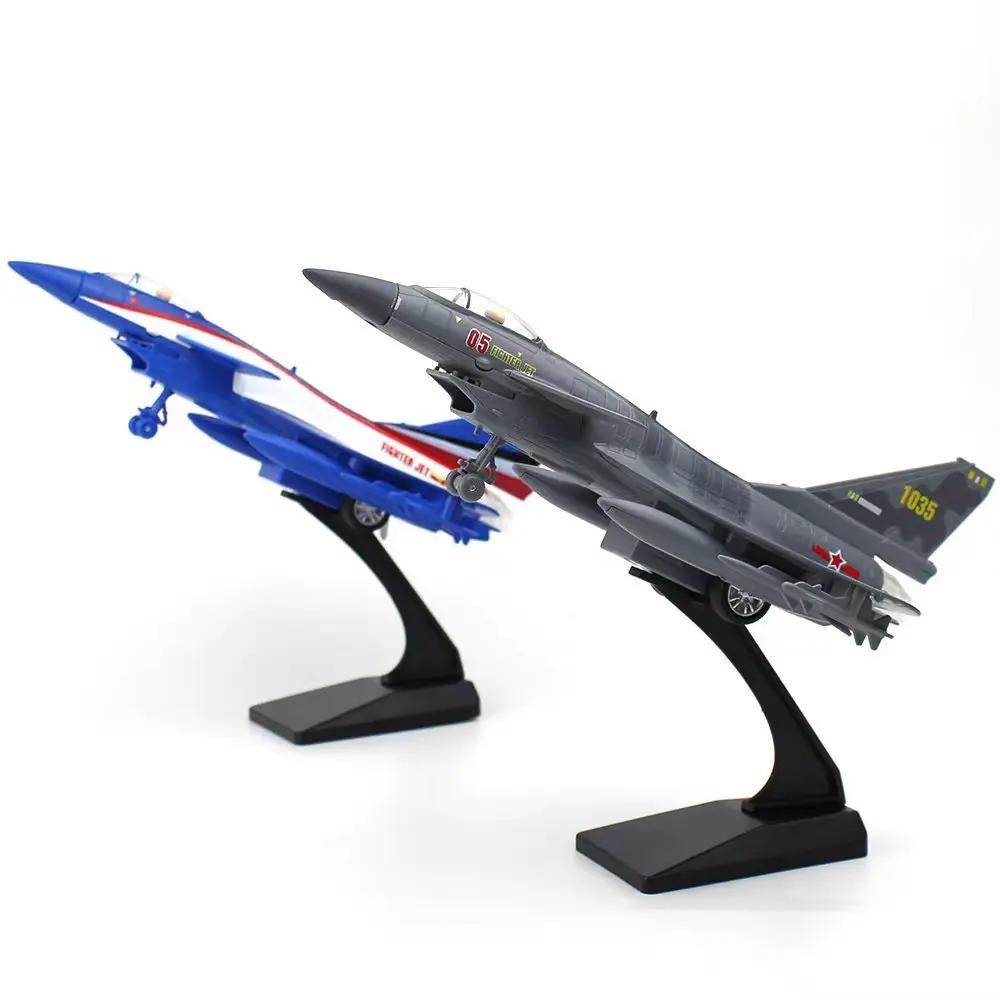 Alloy J-10 Fighter JET Model Acoustooptic Return Force Aviation Military Aircraft Model Toy Ornament Gift F543