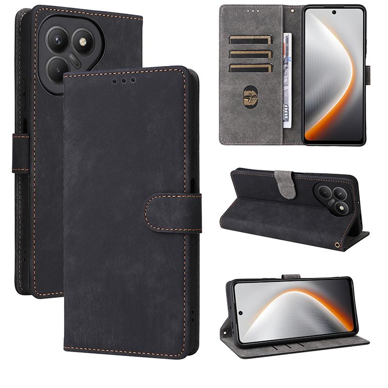 Flip Cases for Tecno Pova 7 PU Leather Full-Body Protection With [RFID Blocking] Shockproof Durable Retro Phone Case