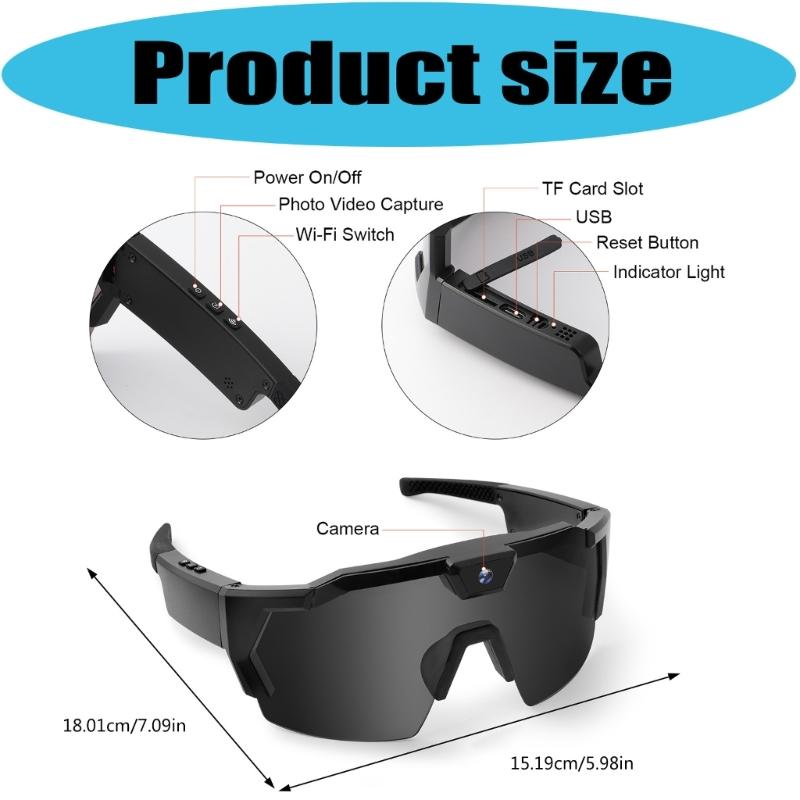 Cycling Intelligent Glasses Featuring Camera Wireless for Convenient Calls Music Playback Windproof Outdoor Gear