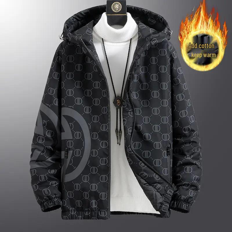 Europejska Modna Męska Kurtka Jacquard w Kratę ze Stójką - Koreański Styl Wiosenno-Jesienny Casualowy Top