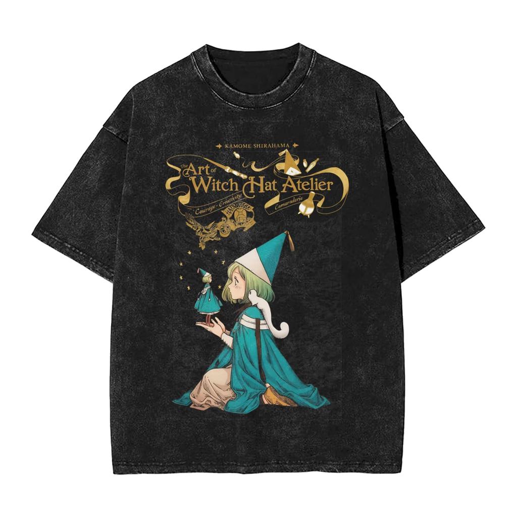 Summer Hot Sale Anime Witch Hat Atelier Qifrey Washed Graphic Tshirt Men Women Vintage Tshirt Gothic Cotton Oversized Tshirt