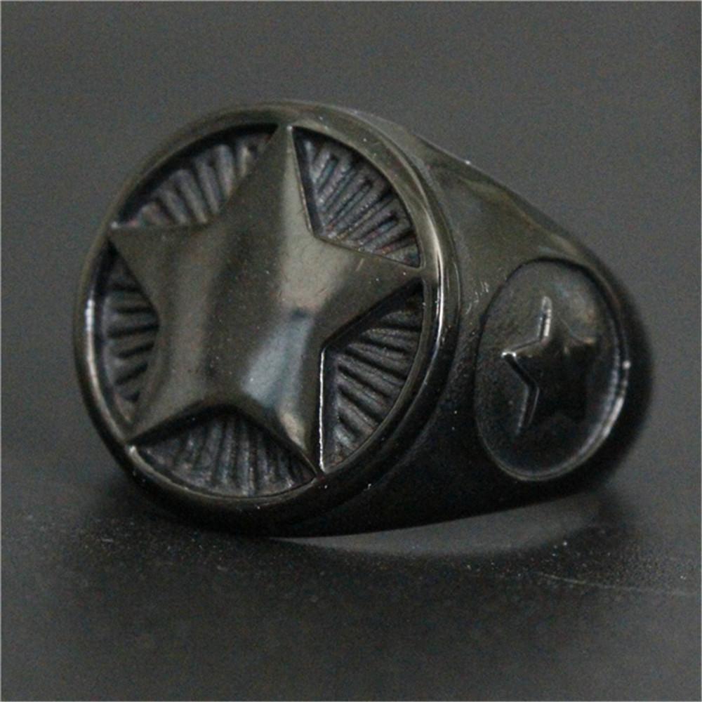 4 Color Star Ring 316L Stainless Steel Jewelry Cool Band Party Personal Design Ring