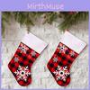 Elegant Red And Black Checkered Christmas Stocking Featuring Snowflakes Suitable For Seasonal Celebrations