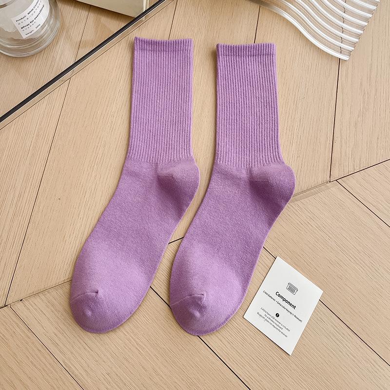 Bunte Damen Baumwoll Kniehohe Tanzsocken: Macaron Bonbonfarbe, Wadenlang, Japanischer Stil