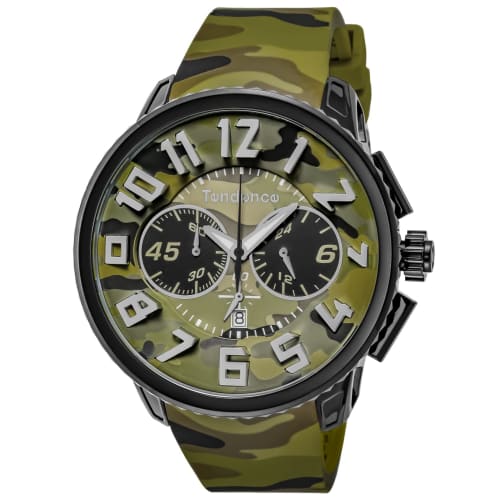 Tendence Gulliver Round CAMO Watch, Limited Edition, 51mm, Men's, Khaki, Camouflage Dial, Stainless Steel/Nylon, Mineral Glass, Quartz Movement, TY046