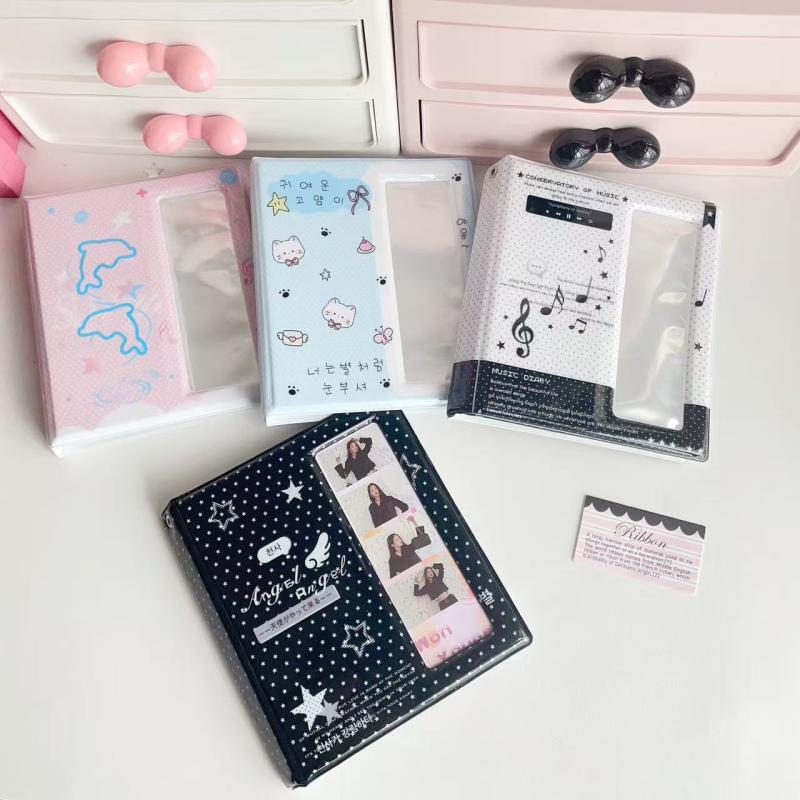 Cartoon Four Grid 4 Cuts Album Photo Card Collection Book For 40 Pcs 2X6 Inch Photo Strips Bookmark 20 Pcs 4X6 4R Photo Holder
