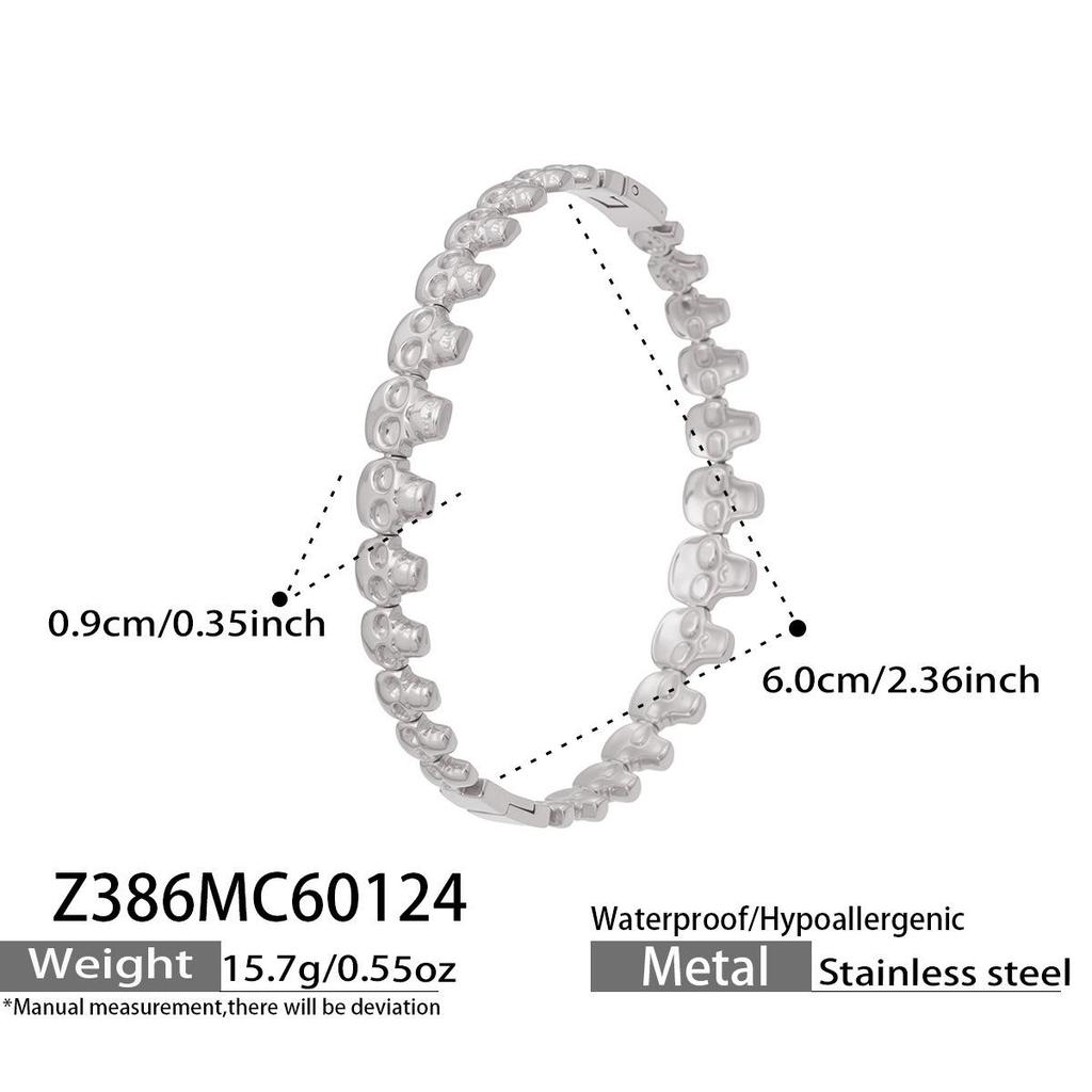 Modern Chinese Style Stone Pendant Gold-Plated Stainless Steel Geometric Bracelet