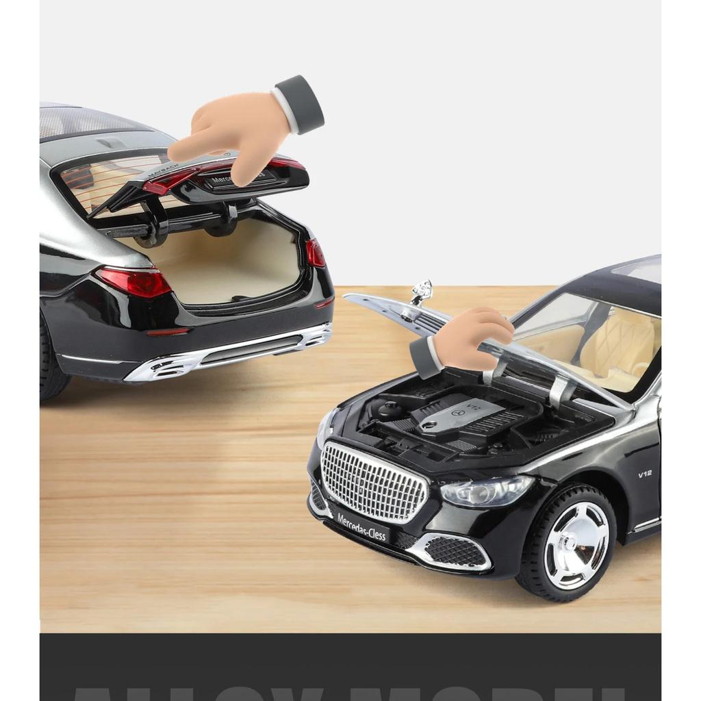 1/24 Maybach S680 Key Control Alloy Model Car Toy Diecasts Metal Casting Sound and Light Pull Back Car Toys for Children Vehicle