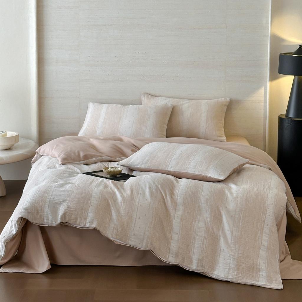 100% Cotton Three-ply Gauze Bedding Set Queen Soft Breathable Queen Duvet Cover Set with Sheets Washed Quilt Cover Pillowcases