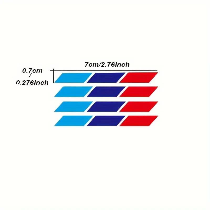 4 Stück Vinyl M-Farben Streifen Aufkleber für BMW Performance G10 G20 G30 E91 E92 E93 320 325 330 335 350 sl2 blue