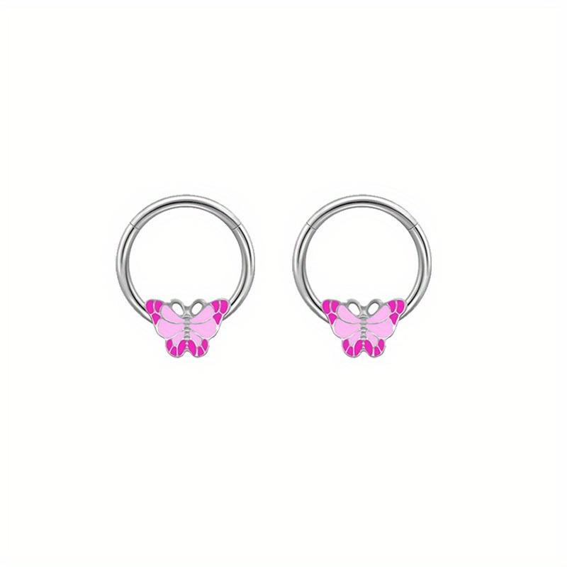 2 Stück Modischer und eleganter Schmetterlings-Brustring Brustring Kleine Blume Sonne Geschlossener Ring Piercingschmuck