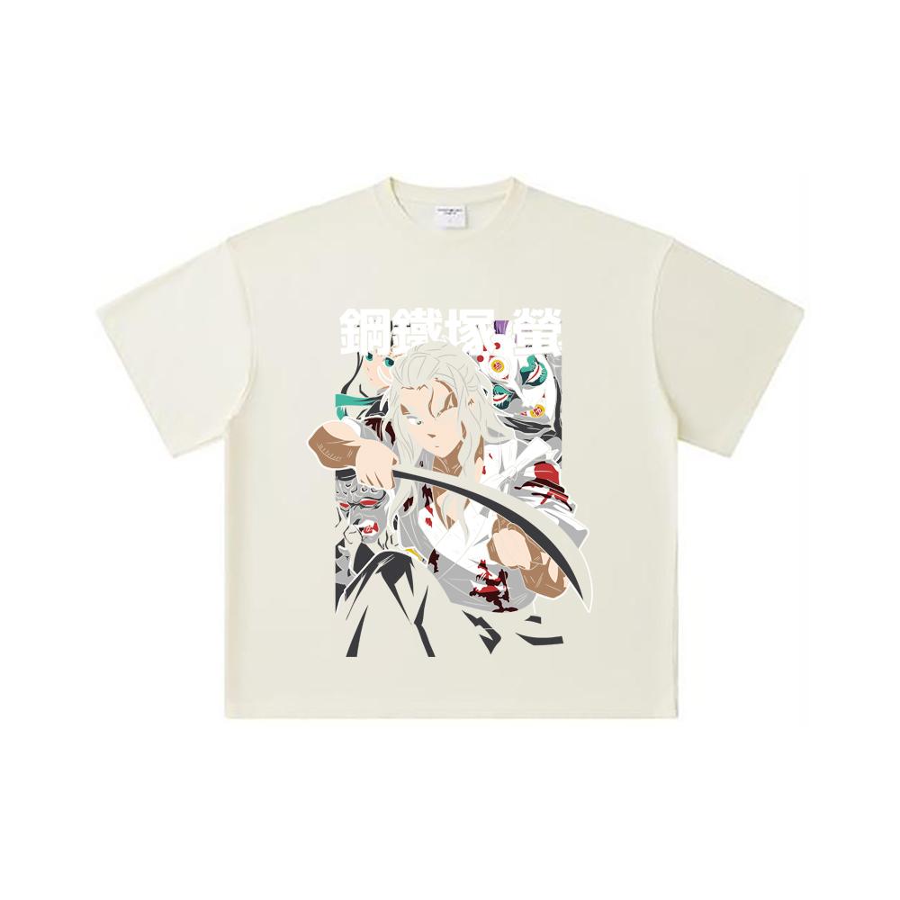 260 GSM Double Yarn 32 Count 100% Cotton Demon Slayer V27 Haganezuka Print Unisex Heavy Cotton T Shirt