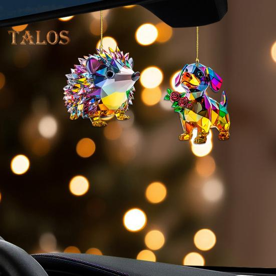 1/2Pcs Automobile Pendants with Lanyard Easy To Hang Colorful Crystal Design Sparkling Acrylic Ornaments Hedgehog Dog Pendants