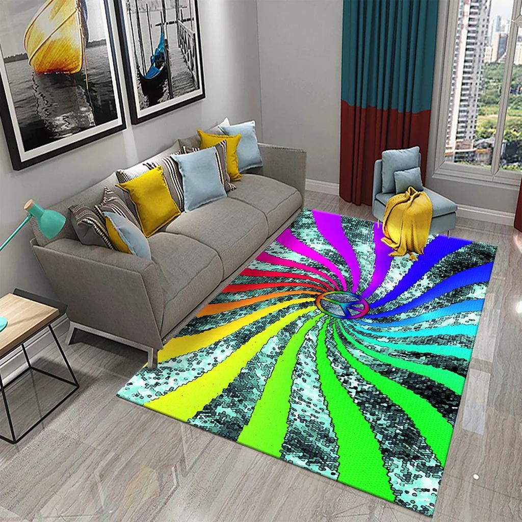 3D Colorful Peace Carpet for Bathroom Kitchen Door Entrance Mats Non-Slip Rugs Living Room Bedroom Decor Floor Welcome Mat Rugs