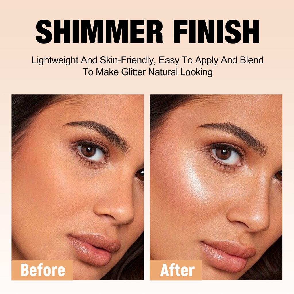 HANDAIYAN Liquid Highlighter Glass Bottle Radiant Shine Enhancer 24H Longwear Shimmer Illuminator for Face Body Lips Multi-Use Makeup