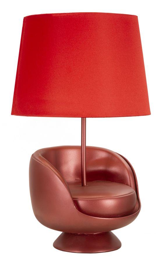 Table Lamp Midcentury Red Cm Ø 26X43