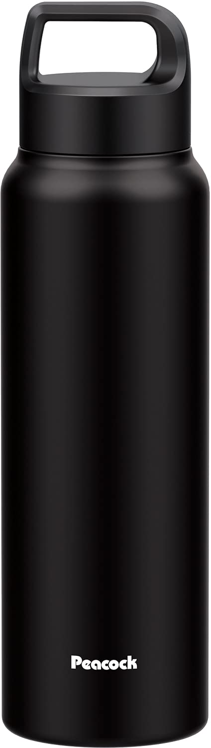 

Peacock Water Bottle 800ml Thermal Insulation with Handle Mug Bottle Compatible with Sports Drinks Matte Black BD Matte Clear Black 0.8L AKR-80