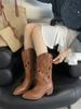 2025 Summer New Retro Xinjiang Cowboy Boots Women's Hollow Boots Are Fashionable But Knee-thin Boots