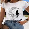 Short Sleeve Print Animal Cat Lovely Style Clothes Women Spring Summer Female Tee Fashion Shirt Lady Graphic T-shirt