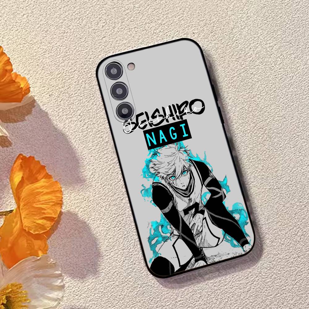 Anime B-Blue L-Lock Phone Case For Samsung Galaxy A73,A72,A71,A70,A53,A52,A51,Soft Silicone Black Cover