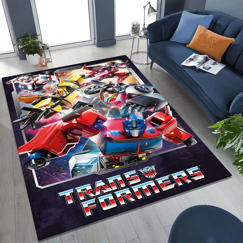 Cartoon T-Transformers Autobots Optimus Prime Rug for Bedroom Living Room Sofa Home Doormat Decor, Large Kids Non-slip Floor Mat