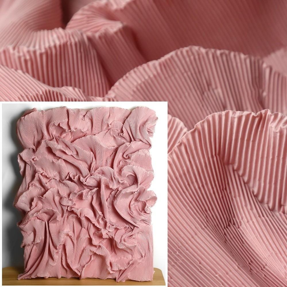 150X100cm Geplooide Stof Gekreukelde Textuur Gestructureerde Stof Chiffon Stof Rozenbloem Patroon Accordion Plooi Plissé Stof