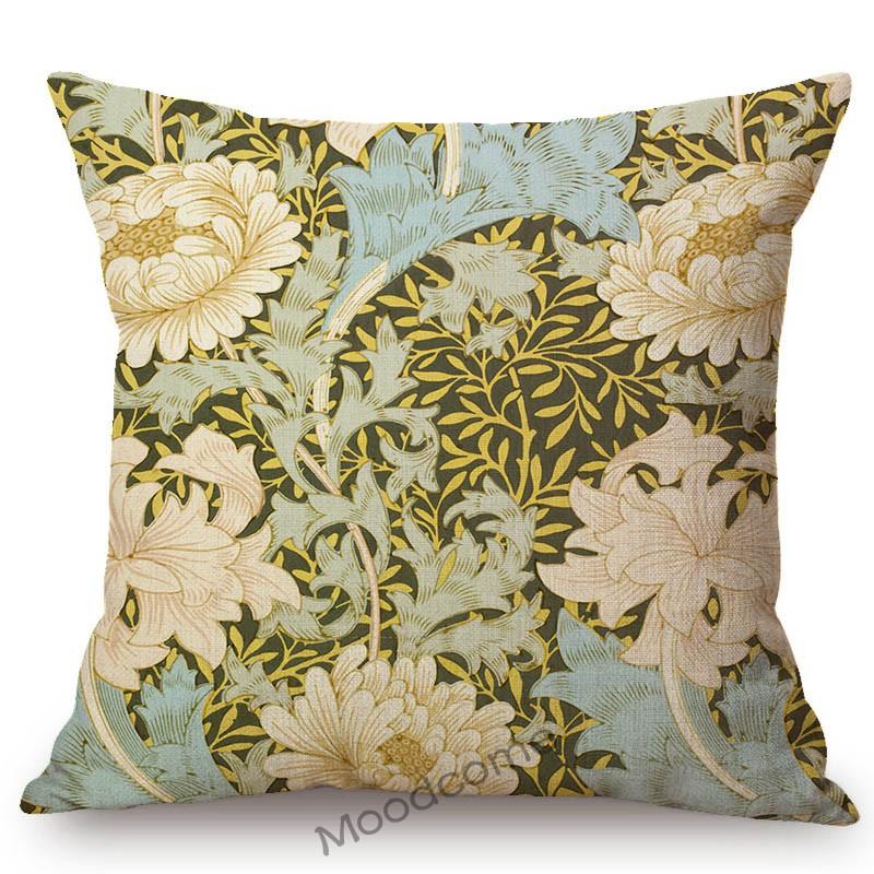 William Morris Floral Green Plant Flower Harmony Home Art Decorative Throw Pillow Case Sofa Cotton Linen Cushion Cover Case
