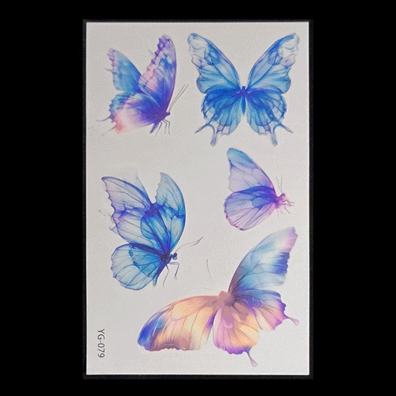 's New Fluorescent Butterfly Tattoo Sticker Music Festival KTV Concert Party Disposable Waterproof