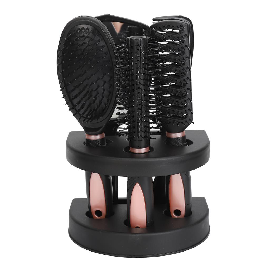 5PCS Hair Brush Set Paddle Hair Brush Detangle Massage Styling Comb Mirror And Holder Stand Set