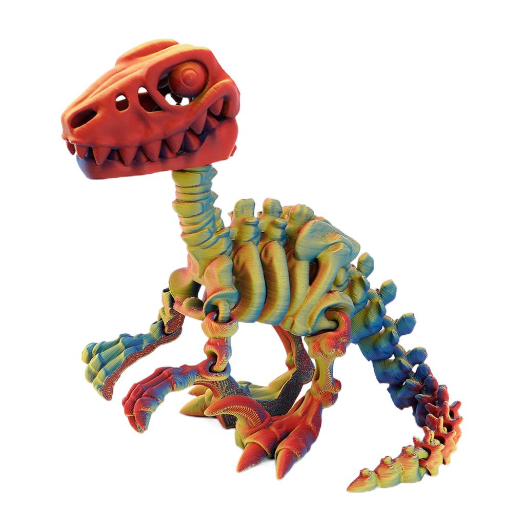 3D Printed Articulated Raptor Skeleton Figurine Dinosaur Bones Poseable ModelToy For Home Office Decors and Collector