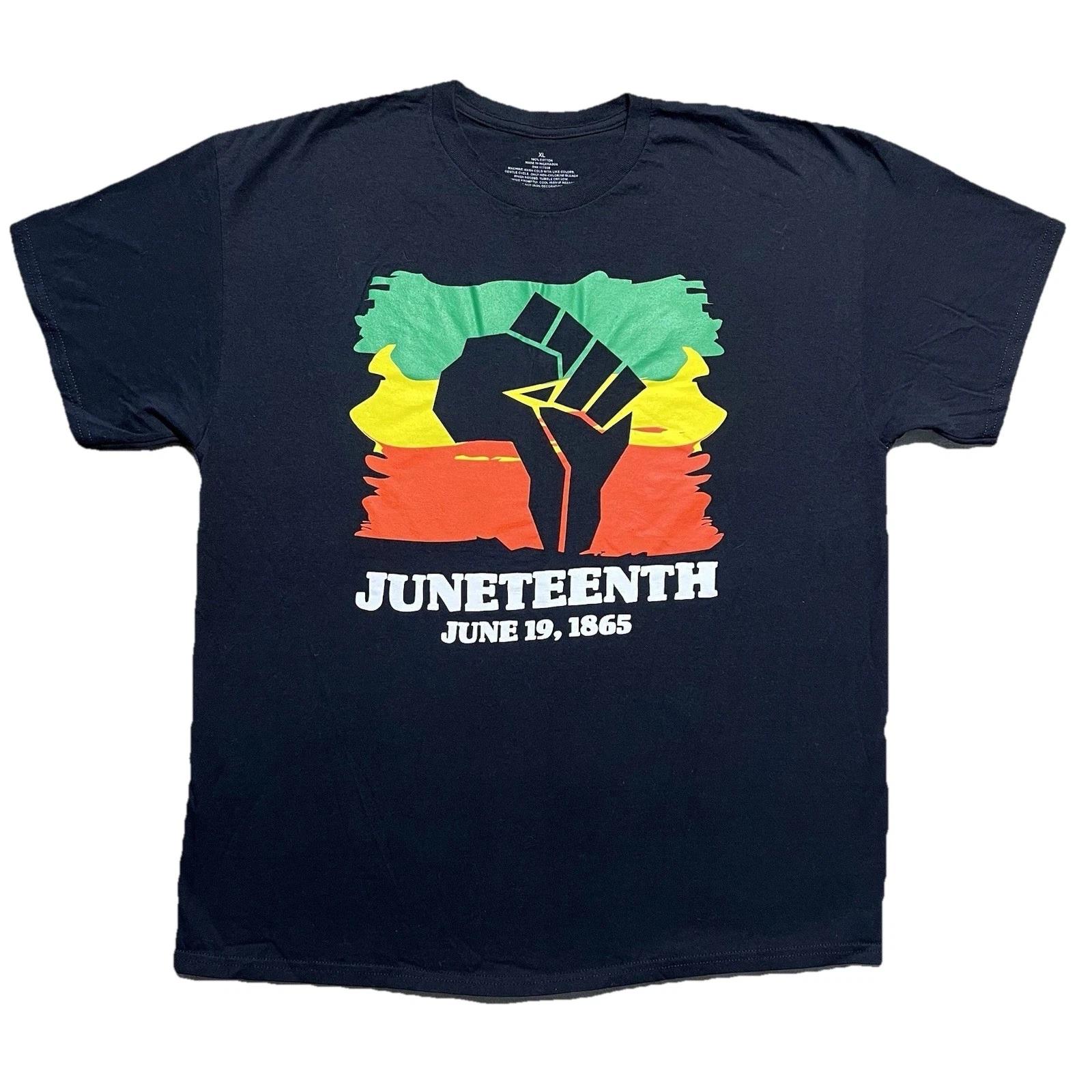 Juneteenth T Shirt XL Black Pan African Flag Raised Fist Graphic Streetwear Tee S