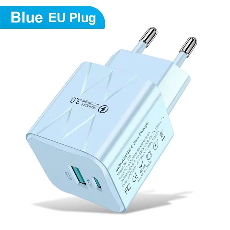 PD 25W USB C Fast Charger for iPhone 15 Pro Max Xiaomi 14 Oneplus EU US Mini 2 Ports Travel Plug Phone Fast Charging Adapter