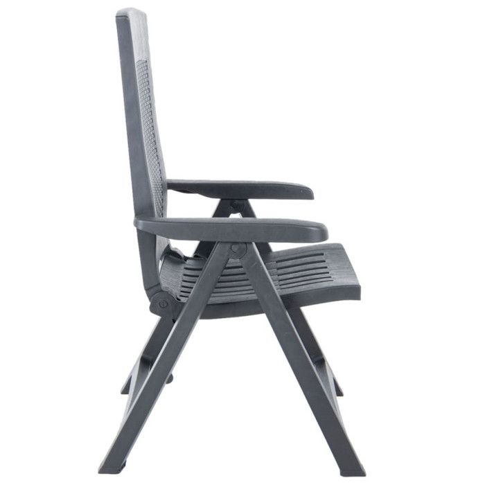 Garden Reclining Chairs - VIDAXL - Anthracite - Plastic - Set of 2 - Contemporary
