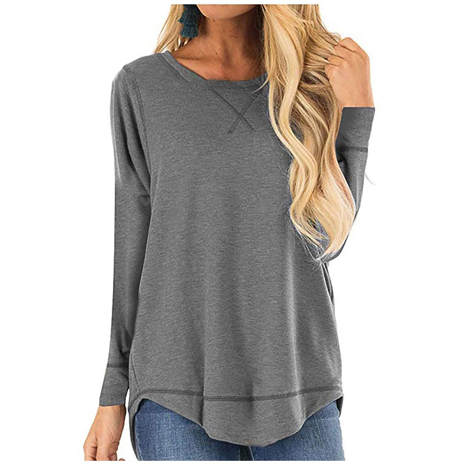 Ladies Casual Color Loose Top Short Front Short Back Long Swallowtail Bottoming Shirt Top M