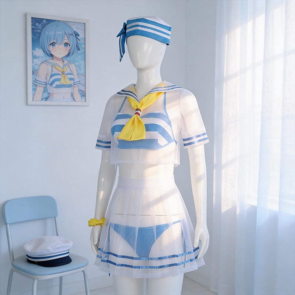 Re Life In A Different World From Zero Cosplay Costume Sailor Swimsuit For Anime Role Play Summer
