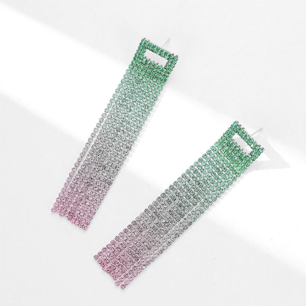 Personalized Super Flash Rhinestone Long Fringed Earrings