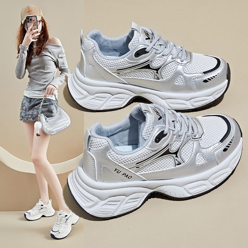 

Daddy shoes women s 2025 new shoes platform heightening women s shoes autumn silver sports shoes casual versatile running shoes 40 серебряный серый