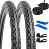 YunSCM Set of 2 700 38c Tires, 700 38c 40-622 Bicycle Tires + 700x35/43c Tubes with 48mm Schrader Valves + Rim Tape + Tire Lever, Y-1134