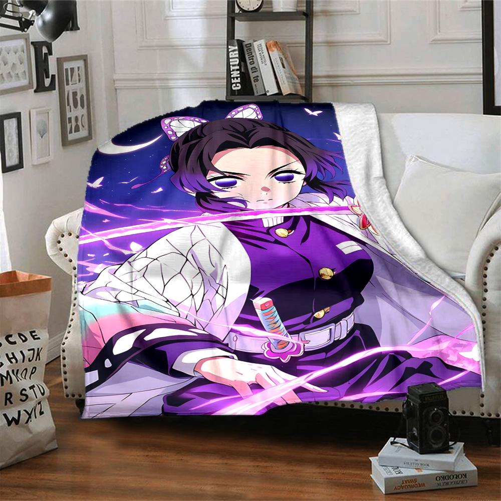 1pc Kochou Shinobu Blanket, Gift, for Men and Women, Soft Blanket, Good for Sofa Bed Couch Travel, Lightweight Flannel Blanket